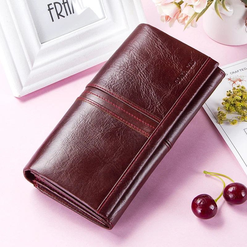 Женские кошельки Contact's из натуральной кожи с бесплатной гравировкой Дамский