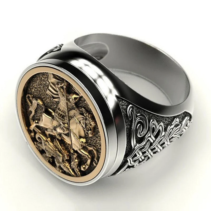 

Punk Delicate Warrior Dragon Men Ring Jewelry Soldier Military Signet Rings Top Quality Personality Gifts Biker Jewelry 40M500