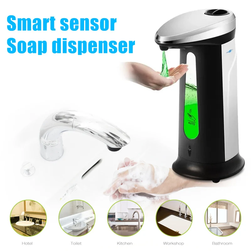 

400ml Automatic Touchless Soap Dispenser Sensor Hand Sanitizer Shampoo Cleanser For Bathroom Kitchen Large Capacity Accessories