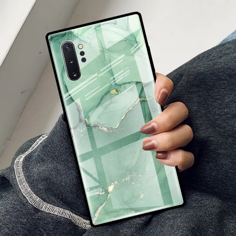 Glass Case For Samsung Galaxy S20 FE S10 S9 S8 Plus Note 20 Ultra 10 Lite 9 8 Shell Phone Cover Capa Marble Art Fashion Coque