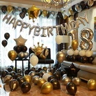 Металлические латексные шары золотого и серебряного цвета 18, 30, 40, 50, 60, 70, 80, 90 лет, с номером, с днем рождения, юбилеем, вечерние, декорированные фольгой, воздушные шары для взрослых