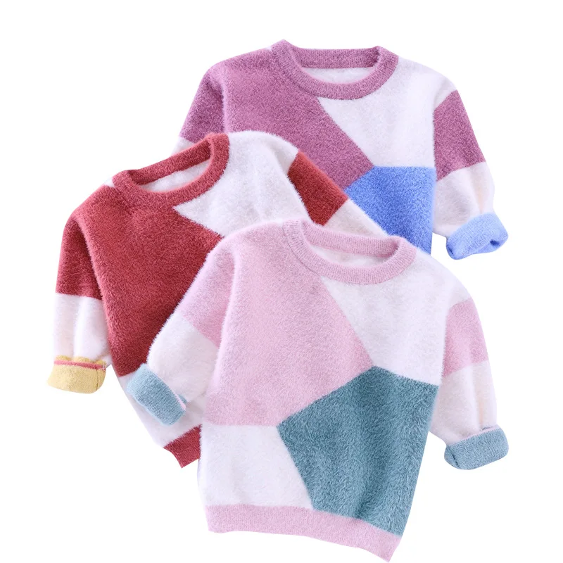 Мохеровый свитер для девочек на осень и зиму 2019 теплые вязаные свитера детские