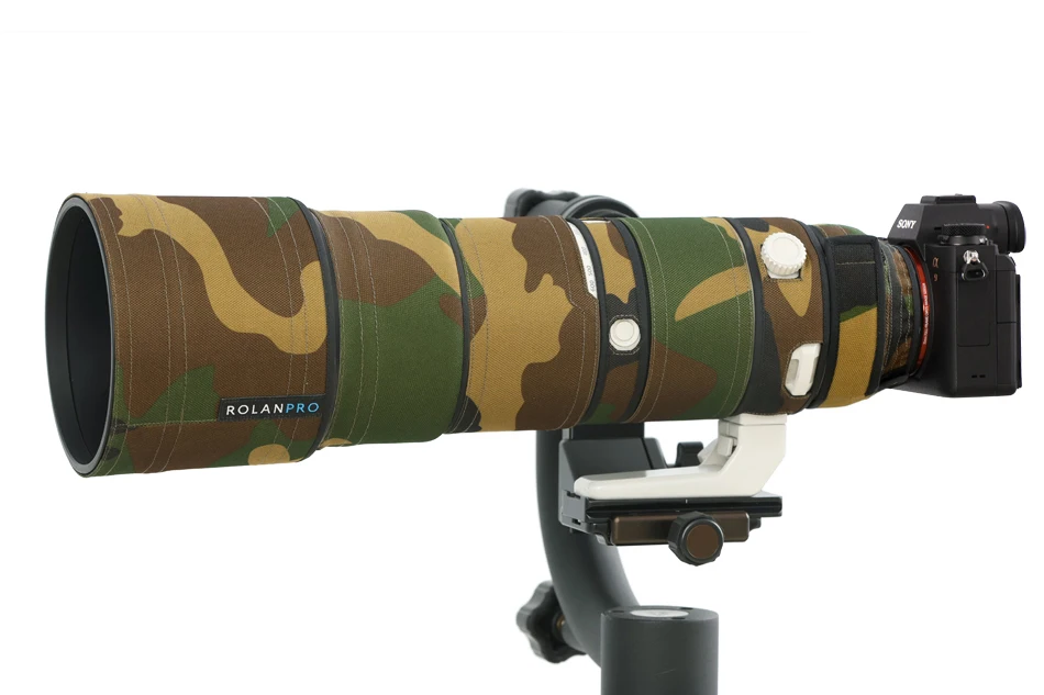 ROLANPRO Nylon wasserdichte Linse Camouflage Regenschutz für Sony FE 200–600 mm F5,6–6,3 G OSS Objektiv Schutzhülle Guns Kleidung – Detail 40