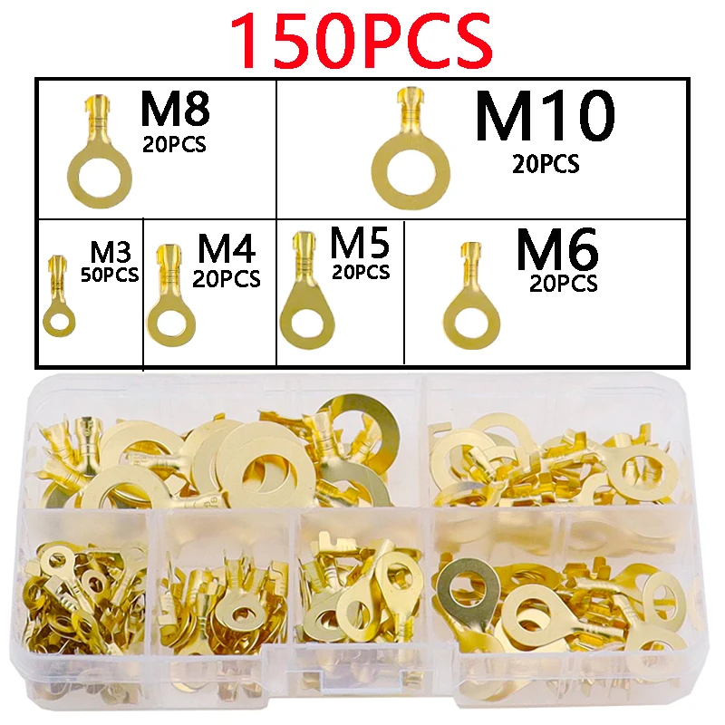 150/300/450 шт. M3/M4/M5/M6/M8/M10 кольцевые наконечники медные обжимные клеммы кабельные
