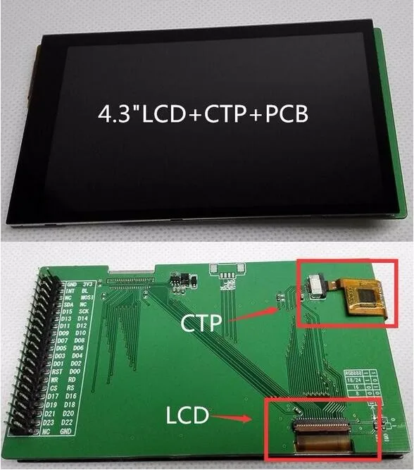 RGB STM32 тестовая плата 4,3 дюймов TFT ЖК-дисплей 480x800 резистивный емкостный сенсорный экран ips полный обзор 24 бит RGB888 LG4572