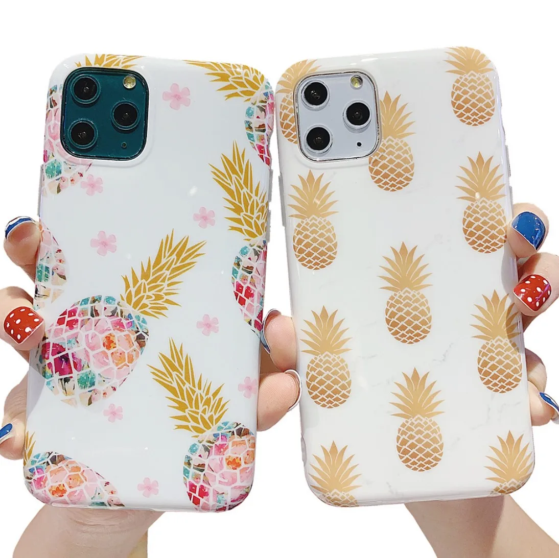 

Pineapple Phone Case For iPhone 11 Pro X XR XS Max 8 7 Plus Cartoon Colorful Flowers Leaf Pattern Back Cover Cases Coque Girl