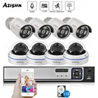 Камера видеонаблюдения AZISHN H.265, 8 каналов, POE, NVR, HD, 3 Мп, водонепроницаемая IP-камера для помещений и улицы, комплект домашней безопасности