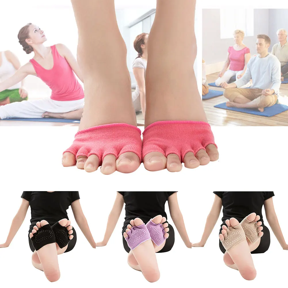 Toe Socks Non-Slip Women Toppers No-Show Half for Ballet Pilates Exercise Dance Studio WHShopping | Спорт и развлечения