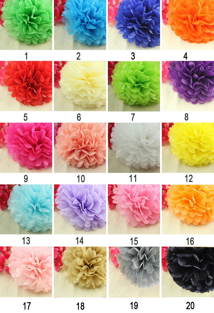 15 шт. 4/6/8 дюймовый помпон из бумажной салфетки Бумага Pom Poms, цветок, поцелуй, мячи, украшение дома, запас для свадебной праздничные вечерние поставки