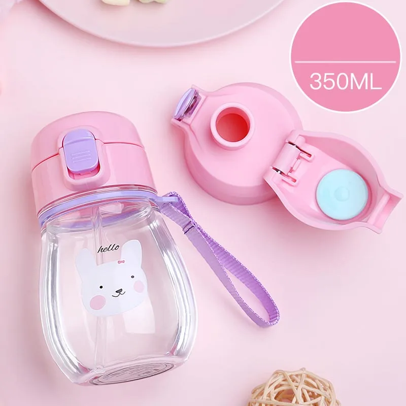 Pink D8821 350 мл набор бутылочек для кормления детей Tritan, не содержит бисфенол, Антиколиковая бутылочка для молока с соломинкой и прямым покрытием, бутылочка для кормления младенцев - Цвет: Pink D8821