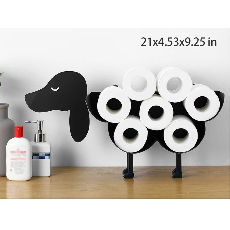 

GTBL Black Toilet Roll Paper Holder Bathroom Iron Paper Towel Stand Crafts Ornaments Paper Towel Holder for Living Room