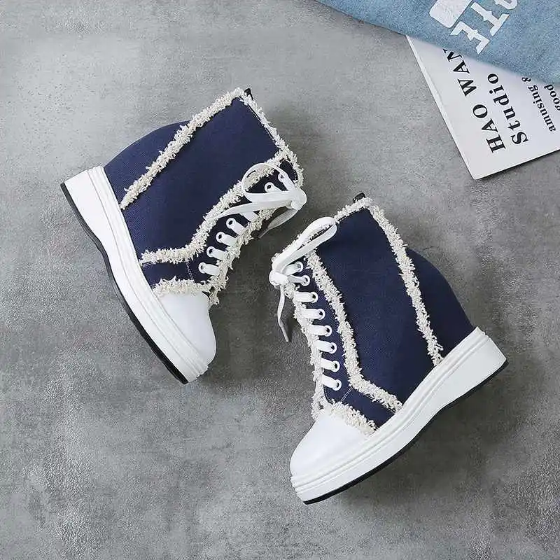 

Krazing Pot mixed colors cow leather patchwork boots round toe wedges thick bottom women winter fashion warm zip ankle boots L05