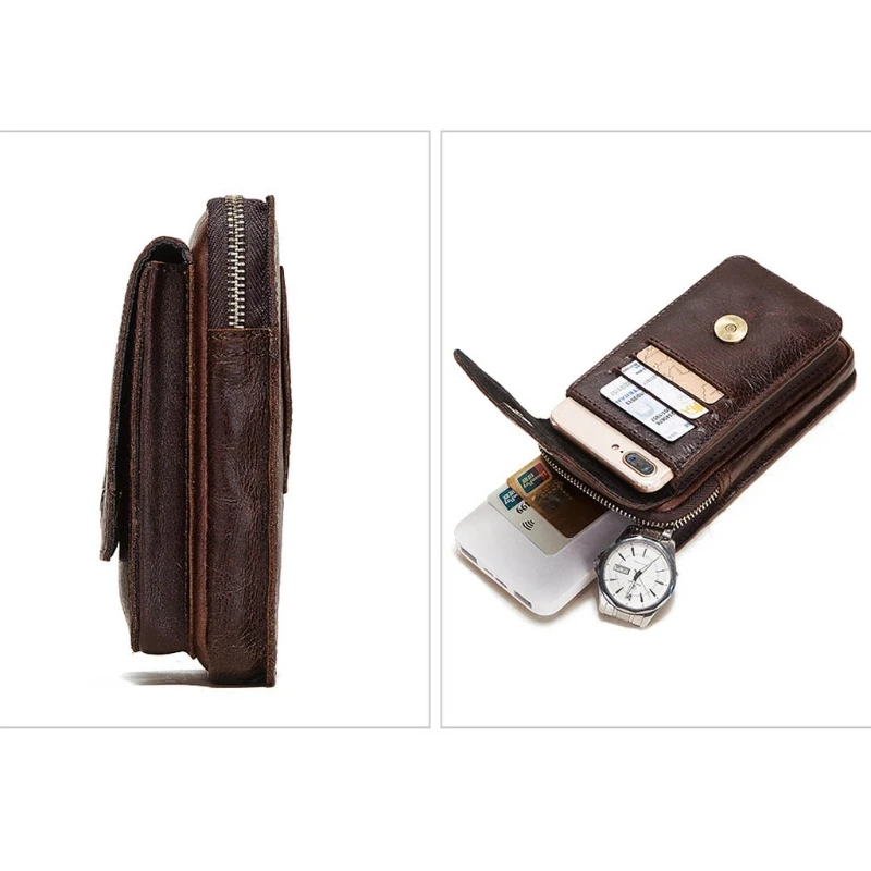 

Leather Vertical Men Belt Waist Bag Phone Wallet Cellphone Belt Loop Holster Case Mini Travel Messager Pouch Crossbody