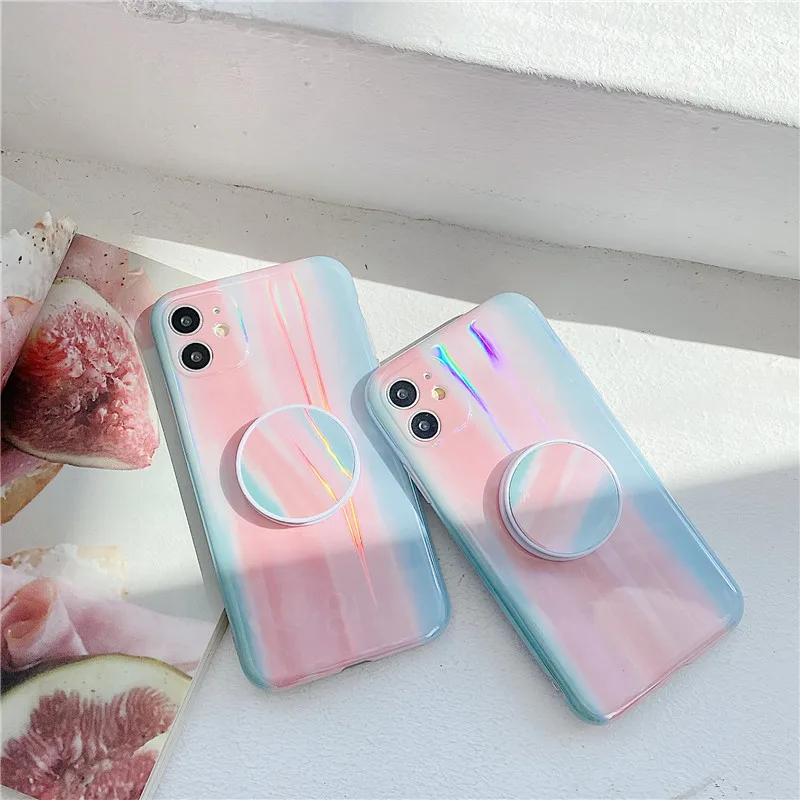 Luxury Gradient Watercolor Phone Holder Case For iPhone 11 Pro Max 7 8 Plus SE 2020 X XR XS Soft Silicone Covers | Мобильные