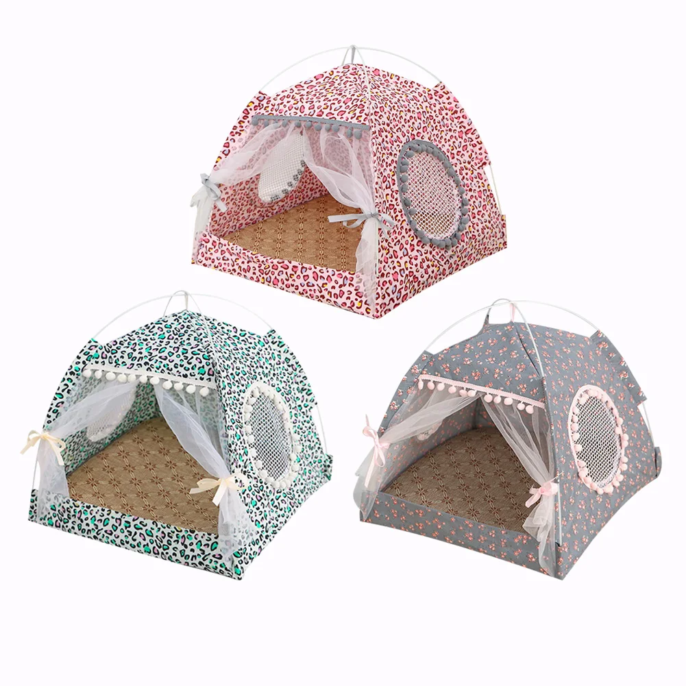 

Pet Products Summer Folding Dog House Cat Bed Pet Cage Cat Carrier Tent Puppy Kennel Breathable with Floors Outdoor Fence Bed