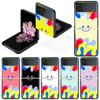 fold case for samsung galaxy z flip 3 hard silicone pc phone cover luxury funda shockproof coque rainbow smiley pattern