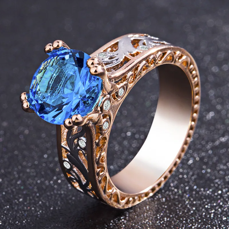 S925 Silver Champagne Ring Lady Rose with White Gold AAA + Cubic Zirconia Wedding | Украшения и аксессуары