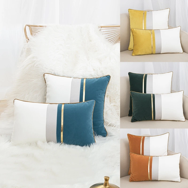 

Modern luxury velvet cushion cover golden striped pillowcase simple home decoration living room sofa 45X45Cm/30X50Cm