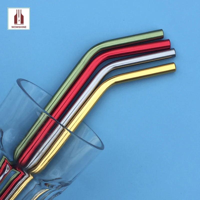 WOWSHINE новые алюминиевые изогнутые питьевые соломинки одобренные FDA 10 шт.