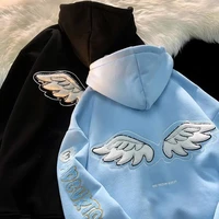 sweatshirt cotton plush cardigan women klein blue wings print hoodie hoody oversize jacket casual clothes sleeve sweater size