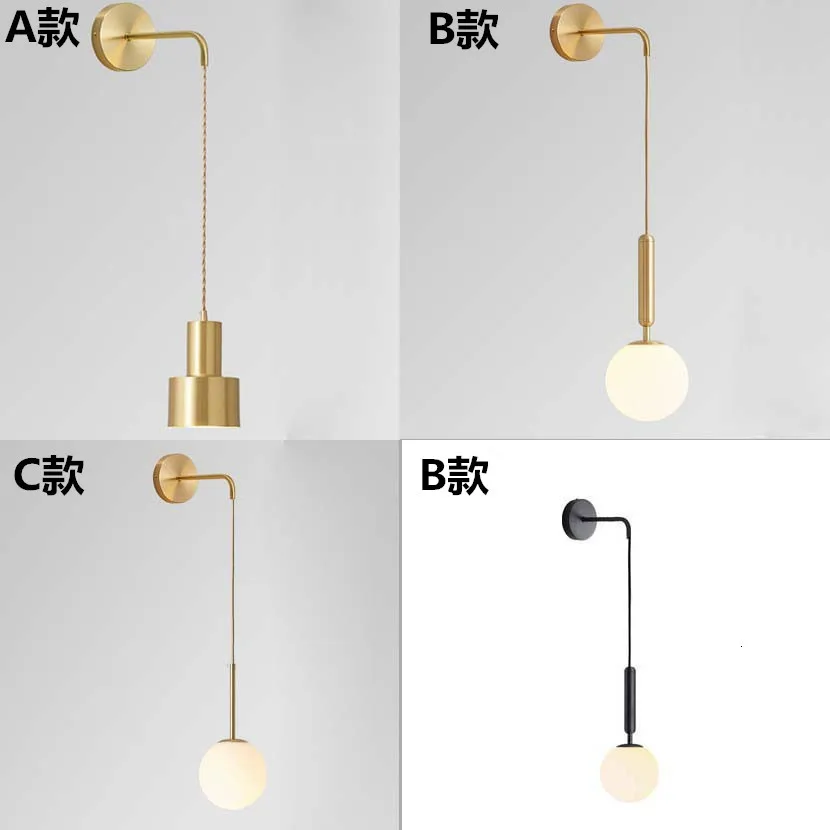 Настенный светильник из латуни и стекла постмодерн Северная Европа спальня