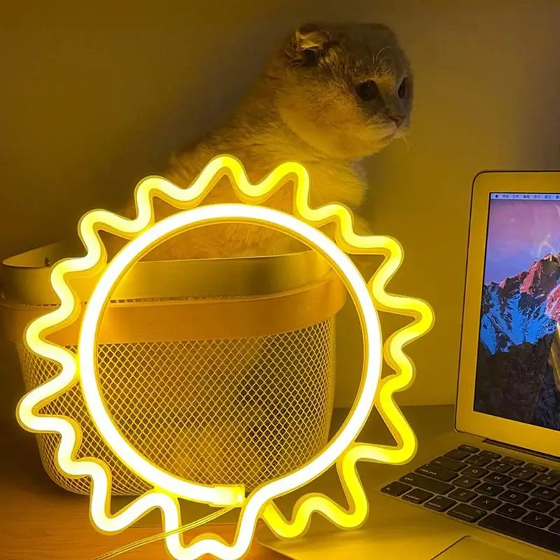

Nordic Style Night Light Desktop LED Sun Shaped Neon Light without Battery