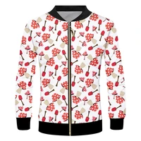 ifpd eu size fall casual jacket hiphop sweatshirt mens cool print mushroom 3d zipper jackets fashion cartoon long sleeve coats