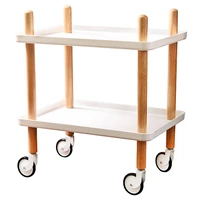 nordic hotel dining car tea trolley home three layer hot pot rack multi function mobile solid wood wine cart