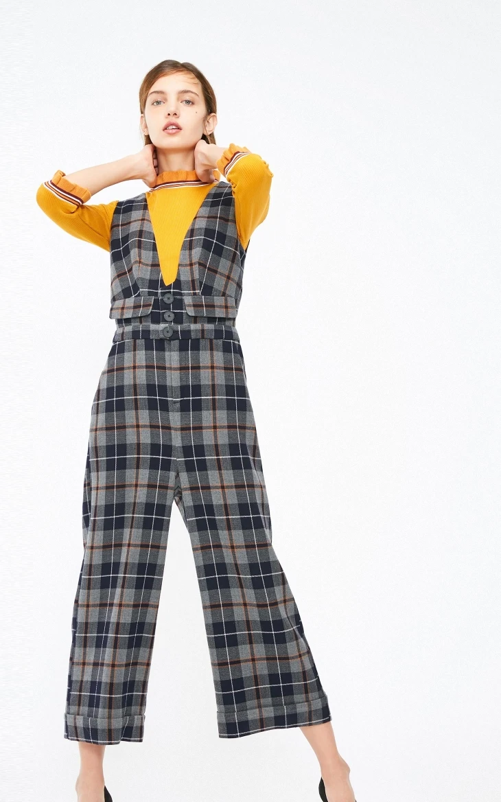 Vero Moda новое поступление OL Стиль Женский клетчатый комбинезон капри на пуговицах | 31849X504