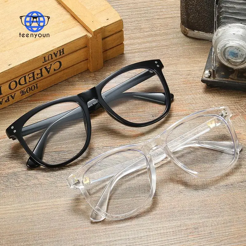 

TEENYOUN Flat Mirror Men Big Frame Anti-blue Glasses Women with Radiation Female Retro Blue Light Square Glasses Eyewear