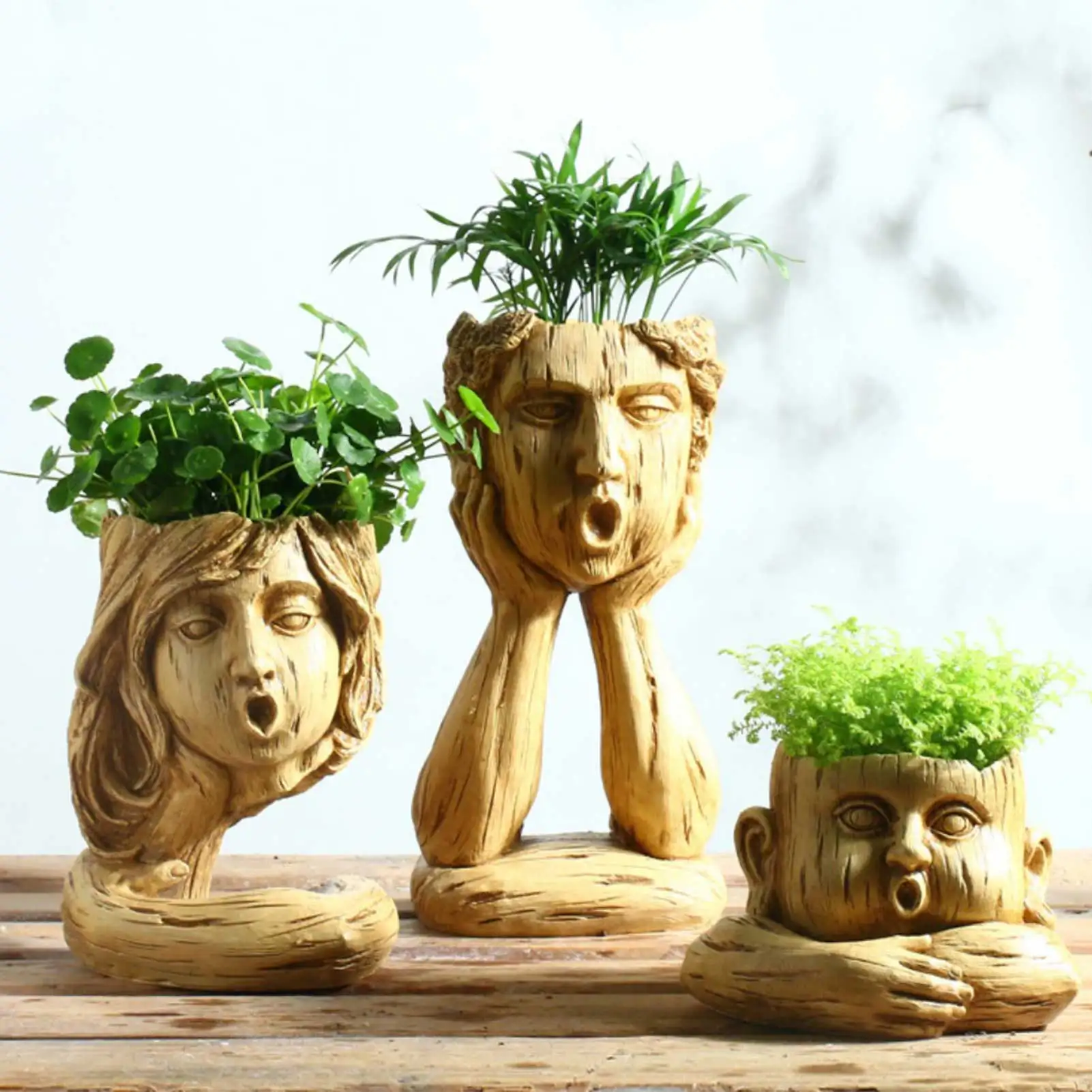 

Humanoid Resin Flower Pot Expression Resin Flower Pot Vase Home Decoration Desktop Potted Holder Garden Decoration Garden Pot