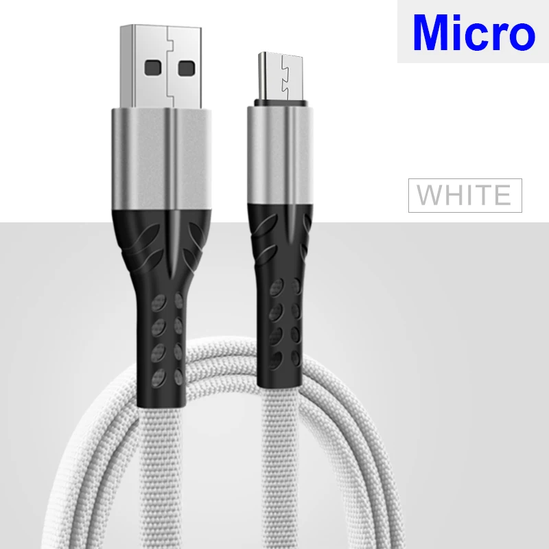 Silver For Micro Кабель usb type C а, кабель для быстрой зарядки, тканый нейлоновый кабель для мобильных телефонов, зарядное устройство для iPhone, Micro usb type-C, передача данных - Цвет: Silver For Micro