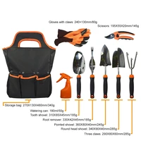 high quality 9 pcsset stainless steel heavy duty garden tools non slip rubber handle portable storage tote bag weeding tools