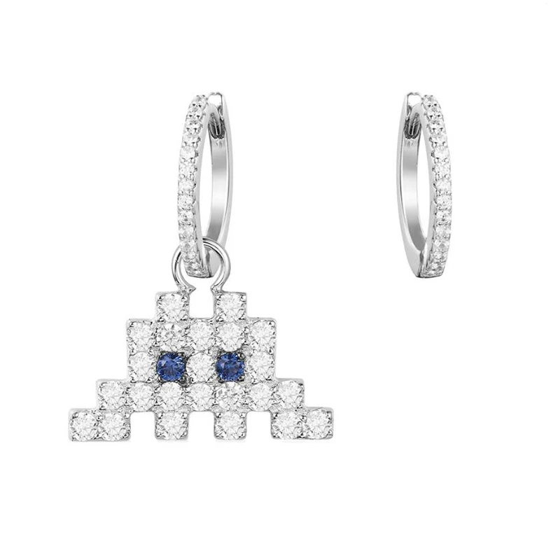 Kelley original 925 sterling silver asymmetric earrings for women A pacman shape Monaco PM brand design fashion luxury jewelry |