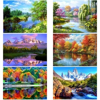 diy 5d diamond painting houses landscape diamond art embroidery tree cross stitch full roundsquare drill home decor manual gift
