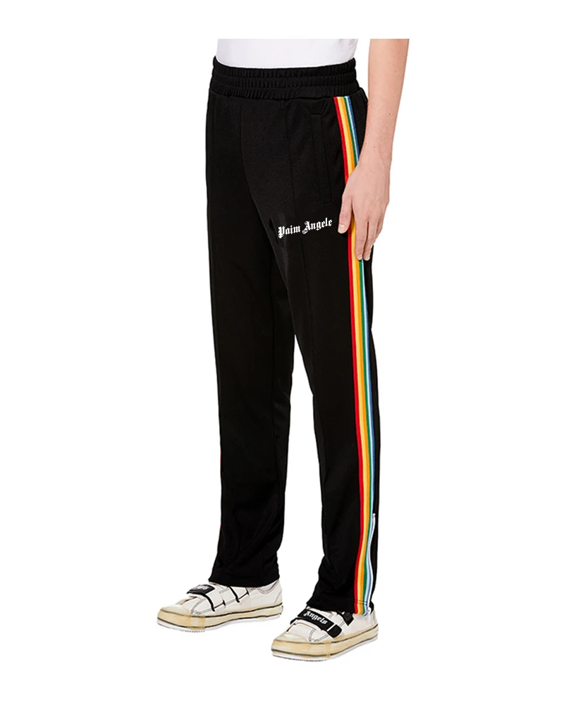

Palm Angels Rainbow Strip Leisure Sports Suit Retro School Uniform Tide Brand Men and Women Same Style 4165485648