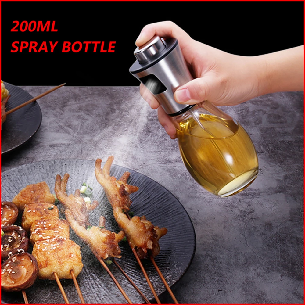 

100/200ml Olive Oil Spray Bottle Glass for Seasoning Kitchen Baking Cooking BBQ Soy Sauce Sprayer Kitchen Tools Oil Dispenser