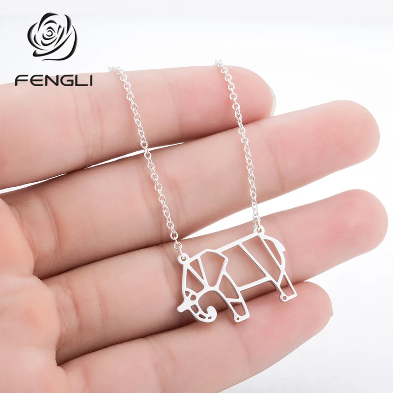 FENGLI Lucky оригами слон ожерелье животное золотые ювелирные изделия вечерние