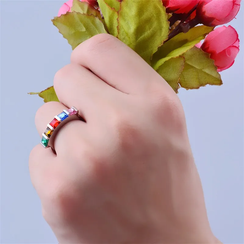 2020 Радужное кристаллическое ЛГБТ-кольцо красочное кольцо для реальной любви