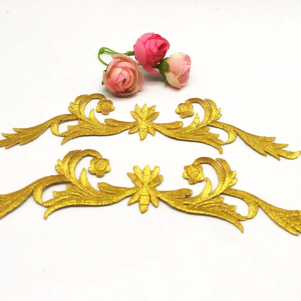 Нашивки с вышивкой утюгом Золотая Королевская корона цветок сделай сам