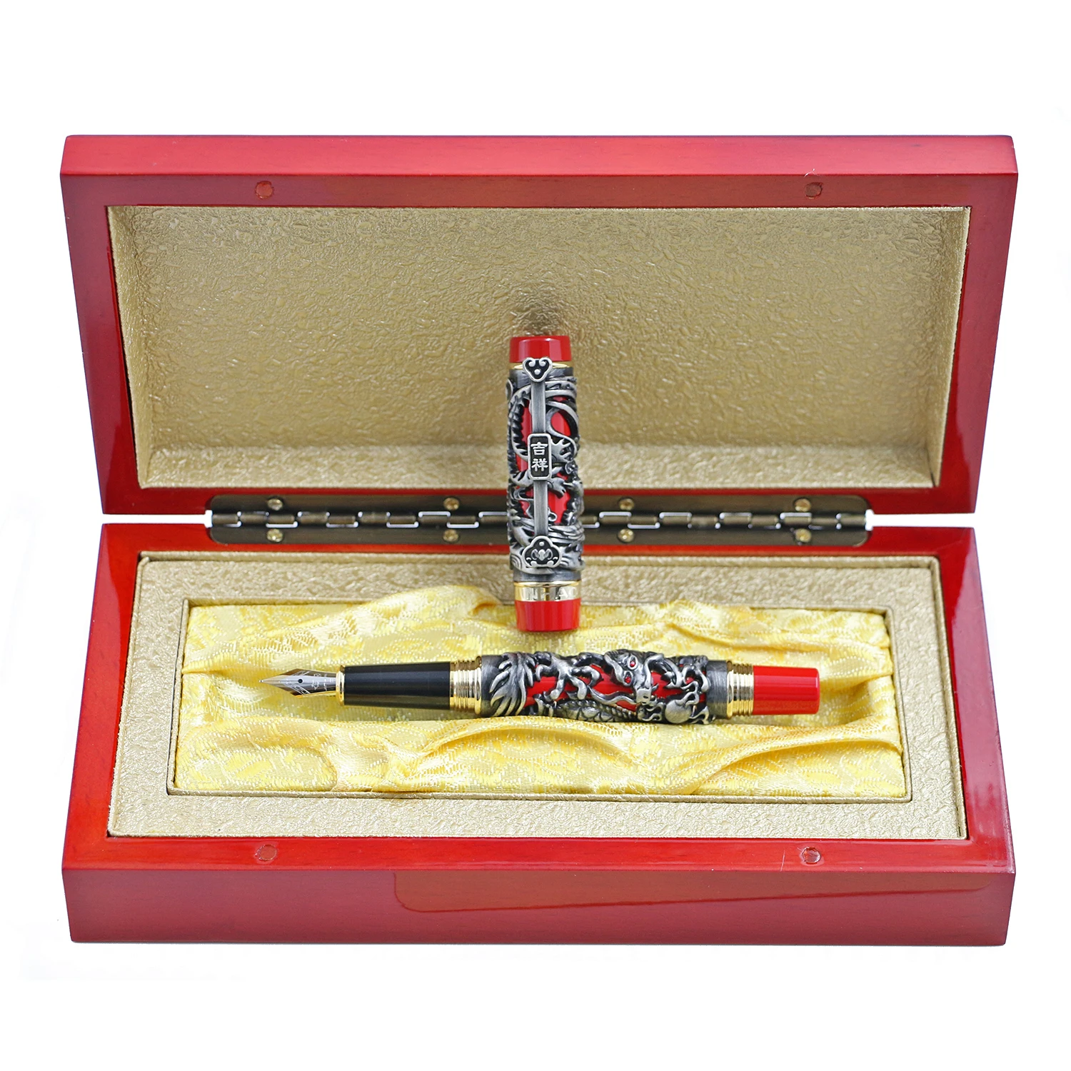 Роскошная металлическая 3D Авторучка Jinhao с изображением дракона Феникса, винтажная перьевая ручка 0,5 мм, перьевые ручки для письма, офисные, деловые принадлежности, подарок