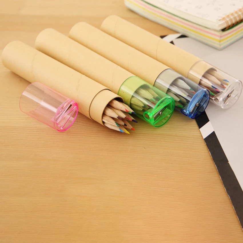 12 Цвет/набор деревянных Цвет ed карандаш с точилка для карандашей Портативный
