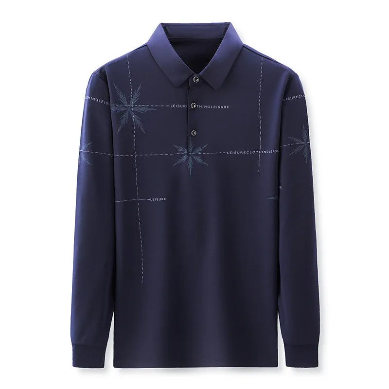 Рубашка-поло мужская с графическим принтом модная блуза длинным рукавом