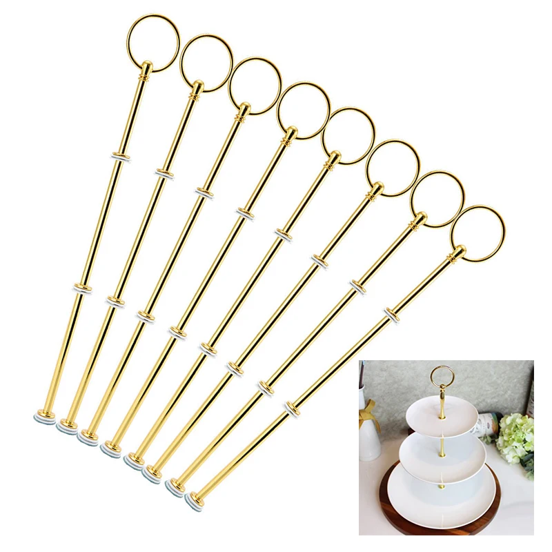 

Set Of 8 PCS Round Top Cake Plate Stand Handle Three Layers Fittings Fruit Food