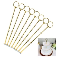 set of 8 pcs round top cake plate stand handle three layers fittings fruit food