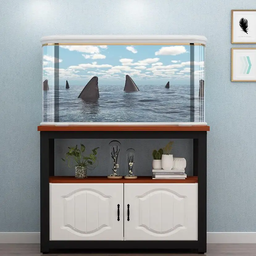 Стеклянная наклейка для украшения аквариума 3d домашнего diy натуральное голубое
