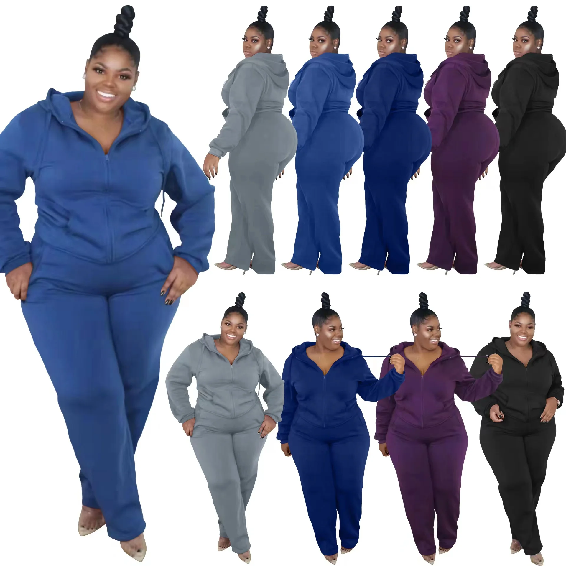 Casual Tacksuits Hoodis for Women Long Sleeve Sweatsuit Plus Size 5XL Sweatpants Two Piece Set Outfits Joggers