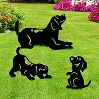 garden decor dog whelp stakes yard animal silhouette decorations