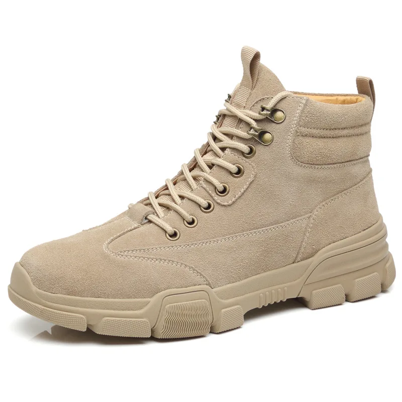 

Autumn Winter New British Style Tooling Boots High-top Breathable Male Shoes Platform Mens Short Boots Fashion Desert Army Boots
