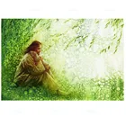 Полноразмернаякруглая Алмазная 5D картина сделай сам, картина с изображением Иисуса Христа, ягненка, зеленой травы, вышивка крестиком, украшение на религиозную тему